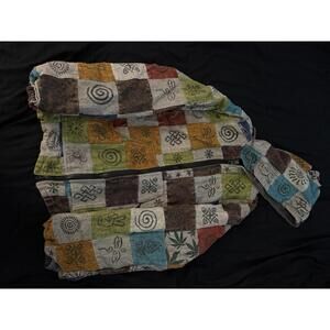 Colorful Patchwork Poncho with Hood